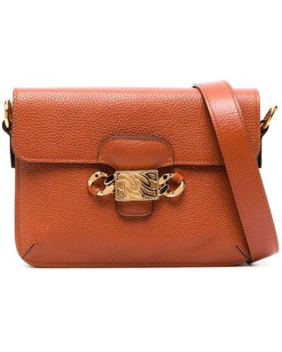 Casadei Mia Leather Shoulder Bag - Orange