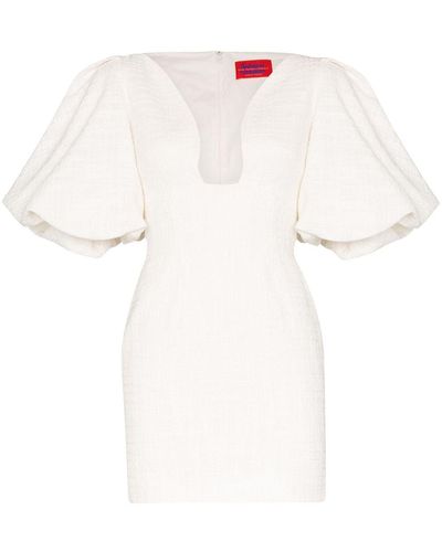 Solace London Delphi Deep V-neck Mini Dress - White