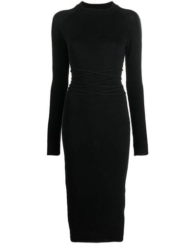 The Attico Open-back Knitted Midi Dress - Black