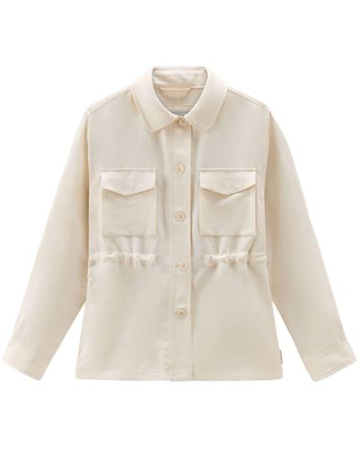 Woolrich Elasticated-waistband Buttoned Shirt - White