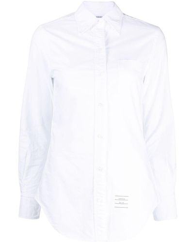 Thom Browne Logo-appliqué Cotton Shirt - White