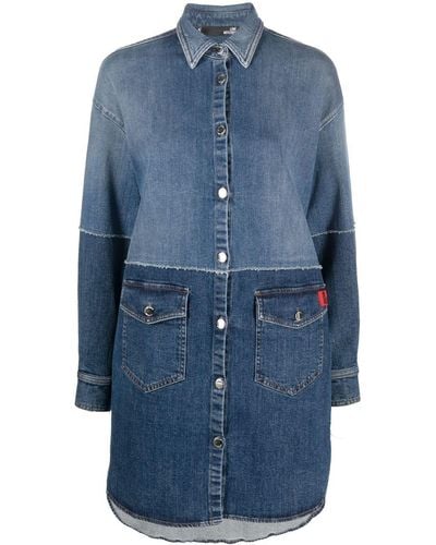 Love Moschino Oversized Two-tone Denim Shirt - Blue