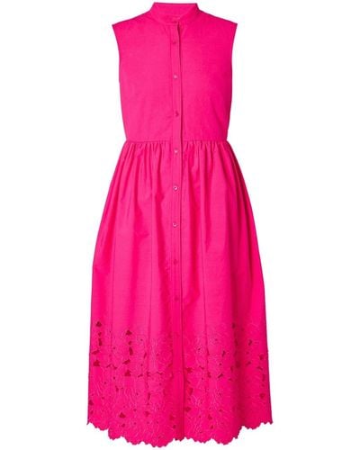 Erdem Cutwork Cotton Shirt Dress - Pink