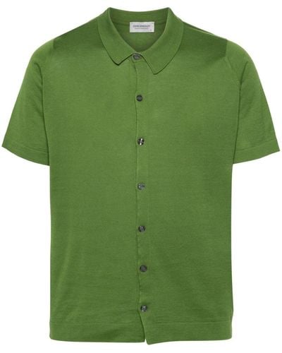 John Smedley Fijngebreid Overhemd - Groen