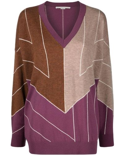 Stella McCartney Geometric-jacquard Knit Sweater - Purple