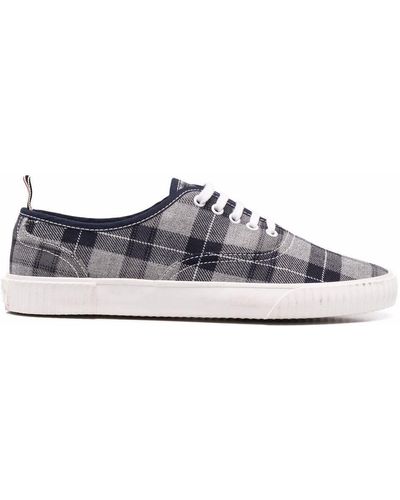 Thom Browne Check-pattern Low-top Sneakers - Grey