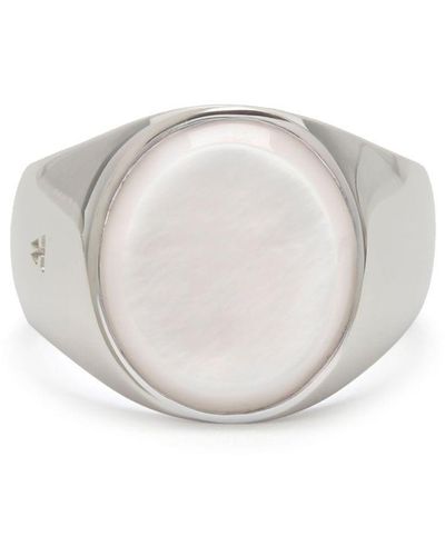 Tom Wood Anello in argento sterling con madre di perla - Bianco