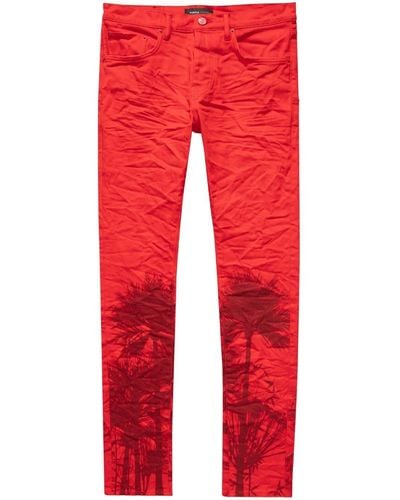 Purple Brand Jeans skinny con stampa Palm Tree - Rosso