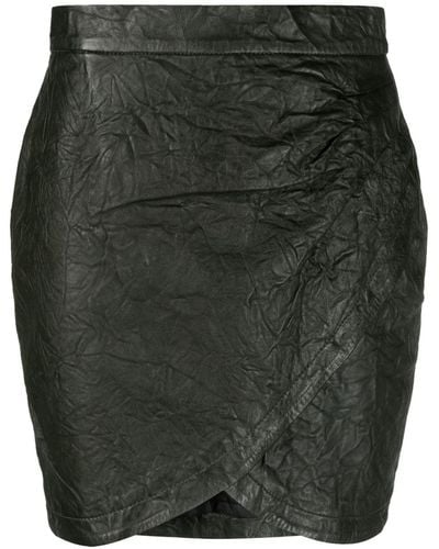 Zadig & Voltaire Julipe Wrap Leather Miniskirt - Grey