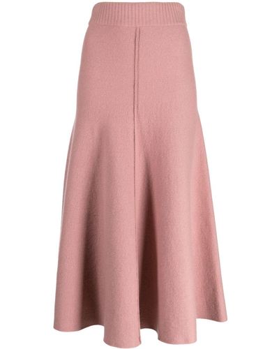 Pringle of Scotland Wool-blend Knitted Midi Skirt - Pink
