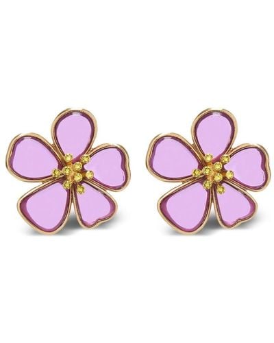 Oscar de la Renta Cloudy Floral-motif Stud Earrings - Pink