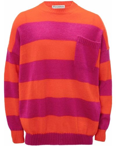 JW Anderson Striped Crew Neck Sweater - Pink