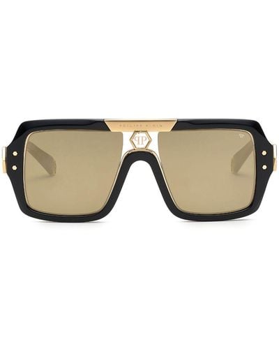 Philipp Plein Logo-plaque Square-frame Sunglasses - Black
