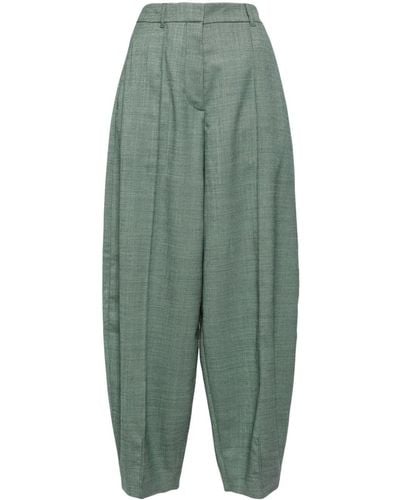 Stella McCartney Pleat-detailing Wool Tapered Trousers - Green