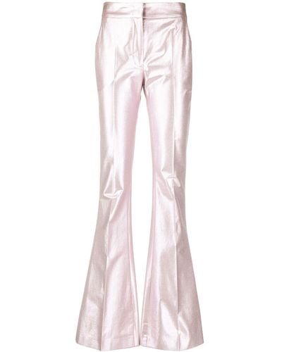 Genny Metallic Flared Trousers - Pink