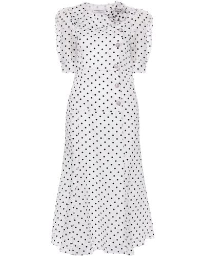 Alessandra Rich Seidenkleid mit Polka Dots - Weiß