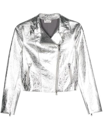 P.A.R.O.S.H. Cracked-effect Leather Jacket - Metallic