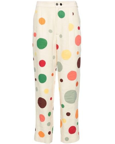 Bode Dotted Straight-leg Pants - Natural