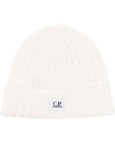 C.P. Company Logo-patch Ribbed Wool Beanie - White