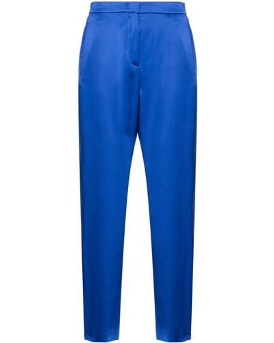 Giorgio Armani Pantalon fuselé en soie - Bleu