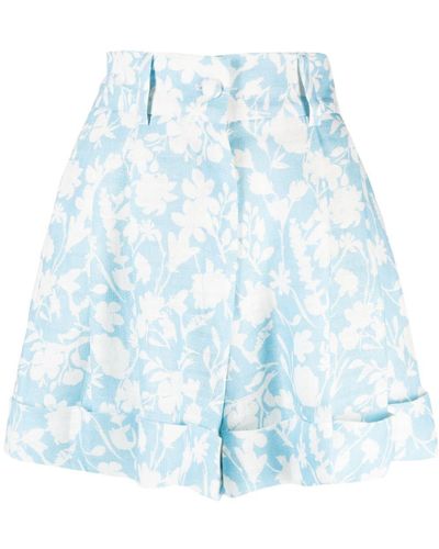 Bambah Arielle Cairo Floral-print Linen Shorts - Blue