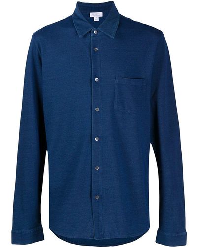 Sunspel Overhemd Met Knopen - Blauw