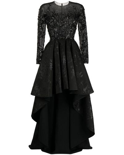 Saiid Kobeisy Brocade Beaded Dress - Black
