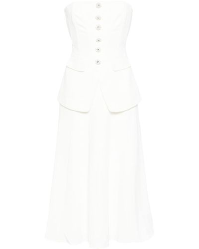 Self-Portrait Crystal-embellished Midi Dress - White