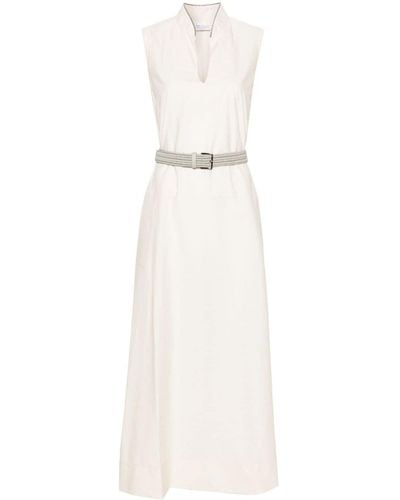 Brunello Cucinelli Belted Maxi Dress - White