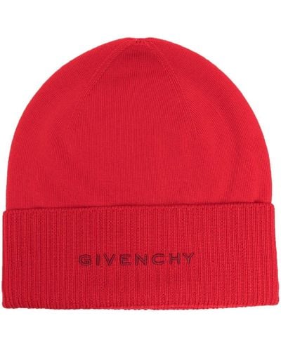 Givenchy Gestrickte Mütze mit Logo - Rot