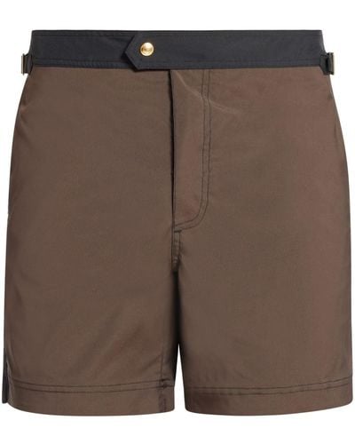 Tom Ford Contrasting-Waistband Swim Shorts - Brown
