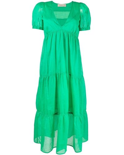 Blanca Vita Midi-jurk Met Korte Mouwen - Groen