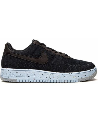 Nike Air Force 1 Crater Flyknit "black/black/chambray Blue" Sneakers