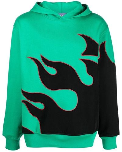 Just Don Hoodie mit Flammen-Print - Grün