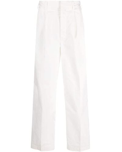 Emporio Armani Pleat-detail Straight-leg Pants - White