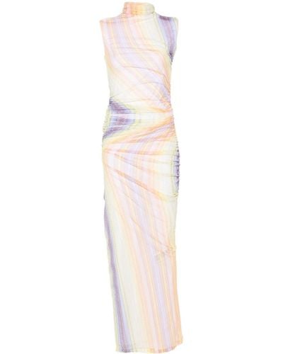 Missoni Geruite Maxi-jurk Met Gedrapeerd Detail - Wit