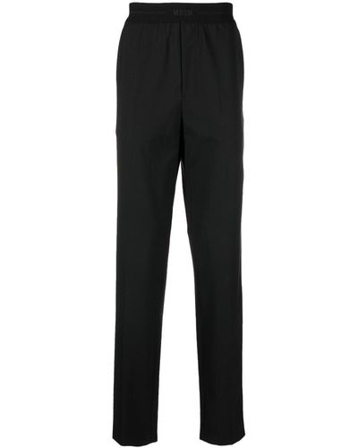 MSGM Pantalon droit à taille à logo - Noir