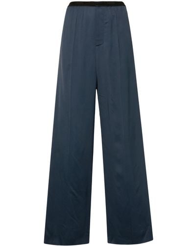 Balenciaga Logo-waistband Straight-leg Trousers - Blue