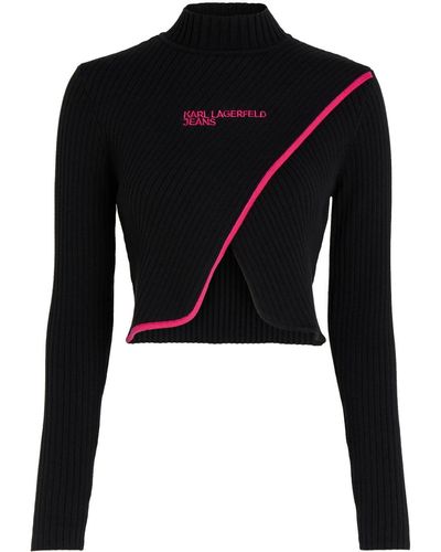 Karl Lagerfeld クロスフロント セーター - ブラック