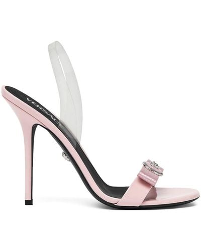 Versace Gianni Ribbon Stiletto Sandals - White
