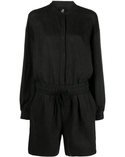 Thom Krom Shirt-style Linen Playsuit - Black
