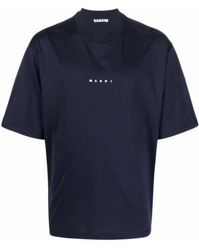 Marni Katoenen T-shirt Met Logoprint - Blauw
