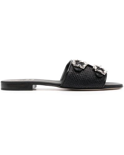 Edhen Milano Double-buckle Flat Sandals - Black