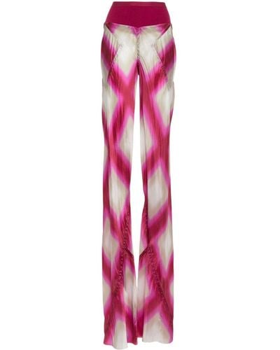 Rick Owens Abstract-print Flared Trousers - Pink