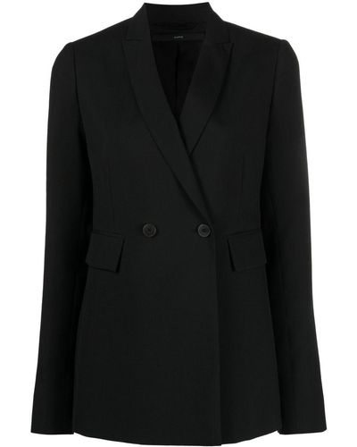 SAPIO Double-breasted Fitted Blazer - Black