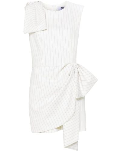 MSGM Pinstripe-pattern Dress - White