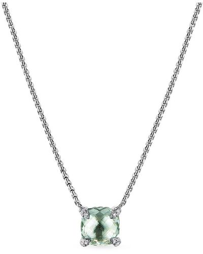David Yurman Chatelaine Diamond Pendant Necklace - Green