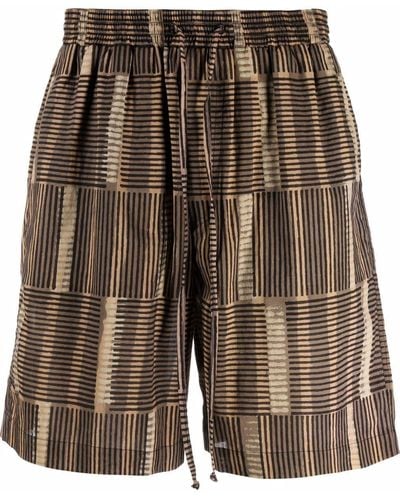 Nanushka Striped Elasticated Shorts - Brown