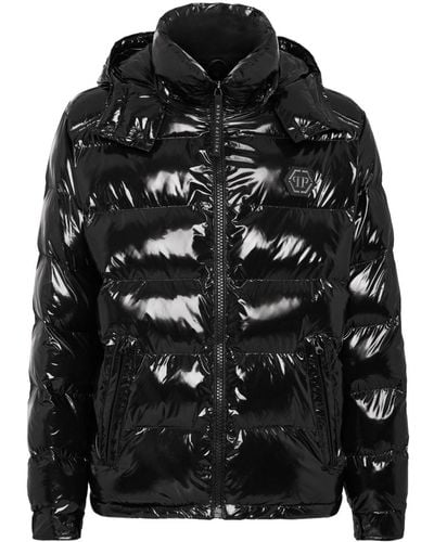 Philipp Plein High-shine Padded Jacket - Black