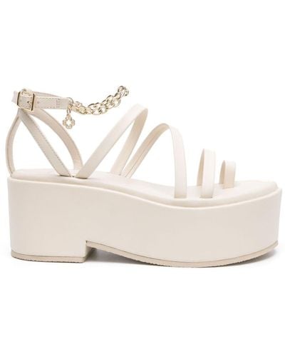 Maje Chain-embellished Platform Sandals - White
